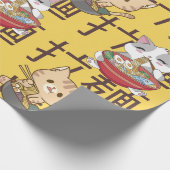 Japanese Kawaii Anime Cat Ramen Noodles Geschenkpapier (Ecke)
