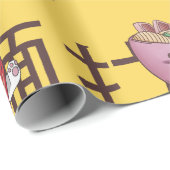 Japanese Kawaii Anime Cat Ramen Noodles Geschenkpapier (Rolleneckpunkt)