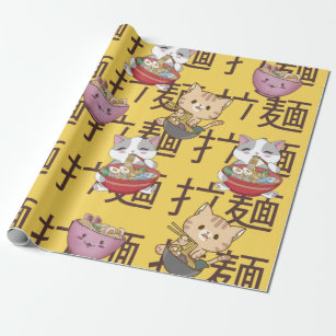 Japanese Kawaii Anime Cat Ramen Noodles Geschenkpapier