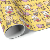 Japanese Kawaii Anime Cat Ramen Noodles Geschenkpapier (Rolleneckpunkt)