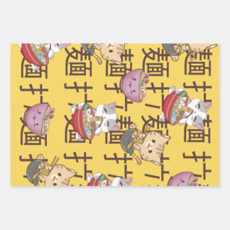 Japanese Kawaii Anime Cat Ramen Noodles Geschenkpapier Set