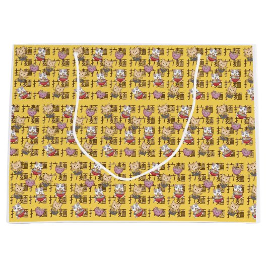 Japanese Kawaii Anime Cat Ramen Noodles Große Geschenktüte (Vorderseite)