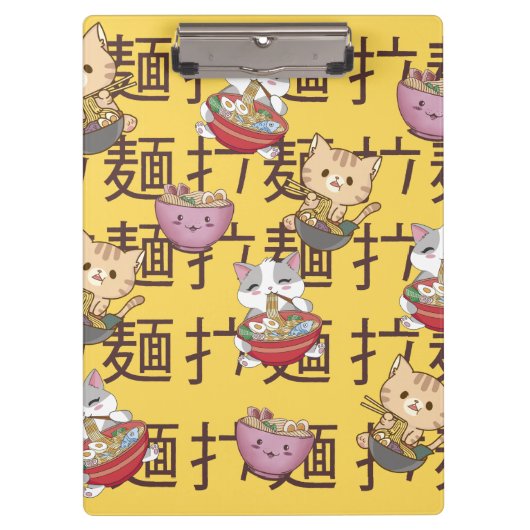 Japanese Kawaii Anime Cat Ramen Noodles Klemmbrett (Vorderseite)