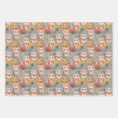 Japanese Kawaii Cats with Cherry Blossoms Birthday Geschenkpapier Set (Vorderseite 3)