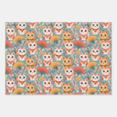 Japanese Kawaii Cats with Cherry Blossoms Birthday Geschenkpapier Set (Vorderseite 2)