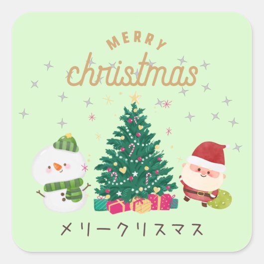 Japanese kawaii sticker 【Santa GREEN】christmas (Vorderseite)