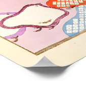 Japanese Kimono Art Print Colorful Chicks, Seiko Poster (Ecke)