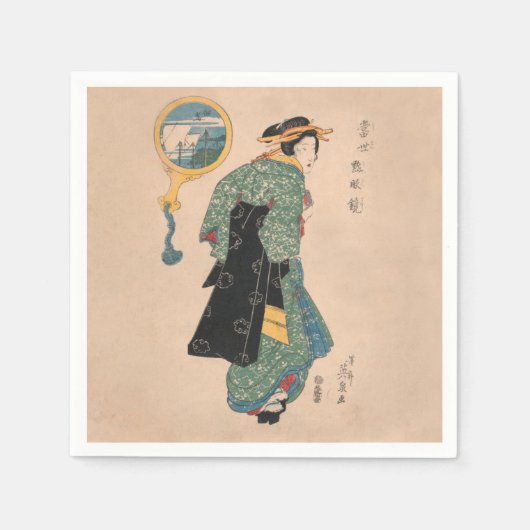 Japanese Kimono Woman Serviette (Vorderseite)