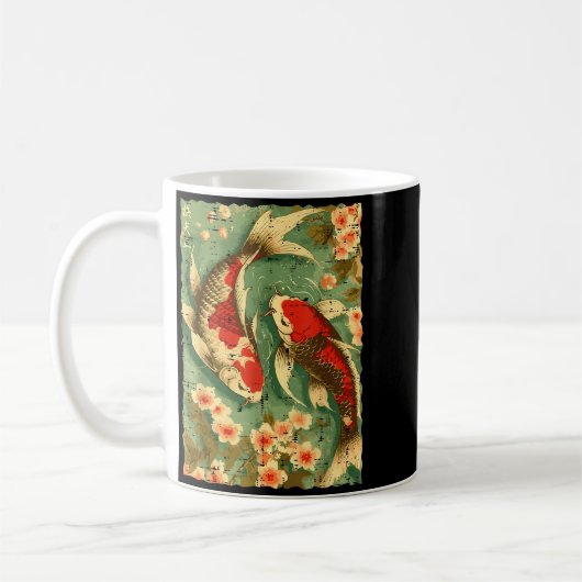 Japanese Koi Fish Cherry Blossoms Sakura Art Men W Kaffeetasse (Links)