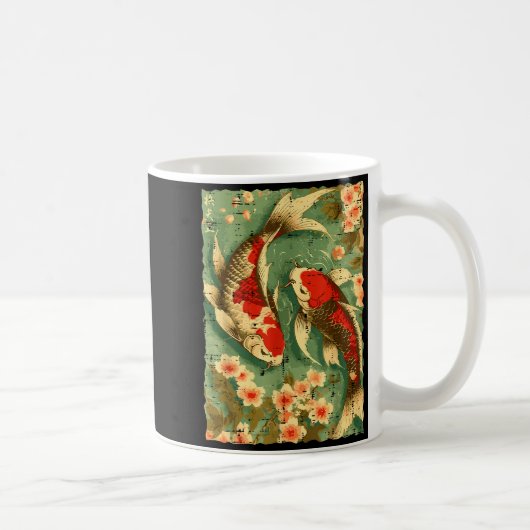 Japanese Koi Fish Cherry Blossoms Sakura Art Men W Kaffeetasse (Rechts)