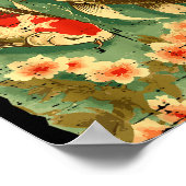 Japanese Koi Fish Cherry Blossoms Sakura Art Men W Poster (Ecke)