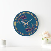 Japanese Koi Fish Monogram Große Wanduhr (Zuhause)