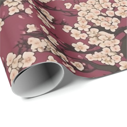 Japanese Koi Fish Sakura Pattern  Geschenkpapier (Rolleneckpunkt)