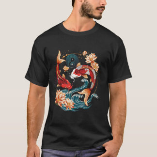 Japanese Koi Fish Vintage Lotus Flowers T-Shirt