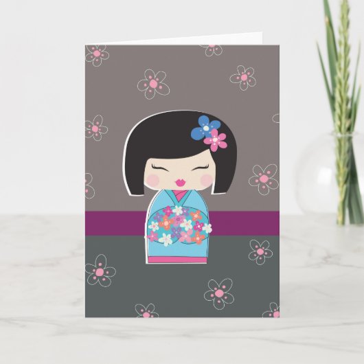 Japanese Kokeshi Doll Note Card Karte (Vorderseite)