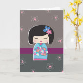 Japanese Kokeshi Doll Note Card Karte (Gelbe Blume)
