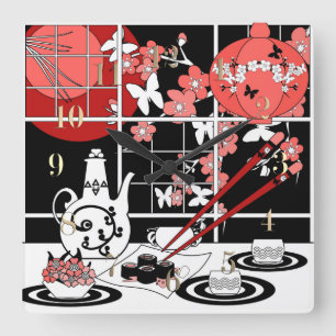 Japanese Küche Quadratische Wanduhr