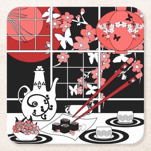 Japanese Küche Rechteckiger Pappuntersetzer (Vorderseite)