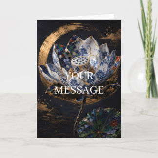 Japanese Lotus Kintsugi Gold Art Personalized Card Karte