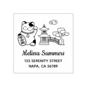 Japanese Lucky Cat, Maneki Neko Address 2 Gummistempel (Prägung)