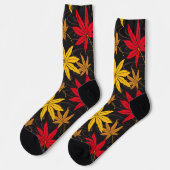 JAPANESE MAPLE LEAF(BLACK)-SOCKS SOCKEN (Linkes Detail)
