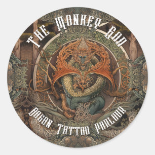 Japanese Monkey Dragon Tattoo Art, Tattoo Parlour Runder Aufkleber
