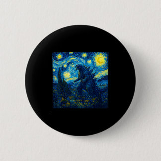 Japanese Monster Kaiju Van Gogh Starry Night  Button