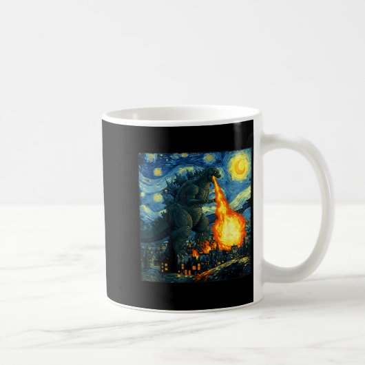 Japanese Monster Kaiju Van Gogh Starry Night Kaffeetasse (Rechts)
