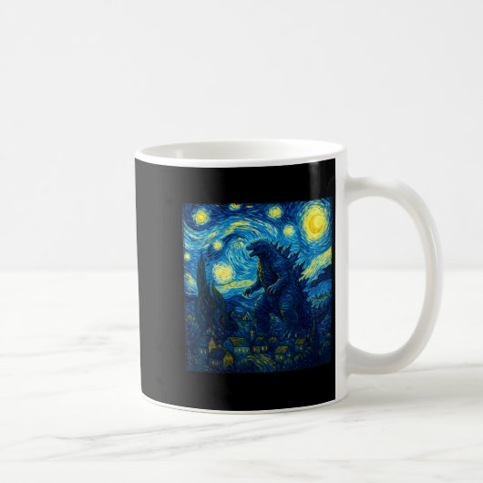 Japanese Monster Kaiju Van Gogh Starry Night  Kaffeetasse (Rechts)