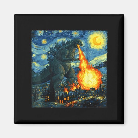 Japanese Monster Kaiju Van Gogh Starry Night Magnet (Vorne)