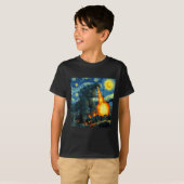 Japanese Monster Kaiju Van Gogh Starry Night T-Shirt (Vorne ganz)