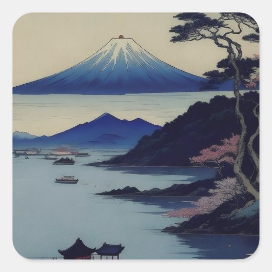 Japanese Mount Fuji Landscape Ukiyo-e Stickers  (Vorderseite)