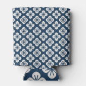 Japanese Navy Blue Ivory Floral Geometric Pattern Dosenkühler (Rückseite)