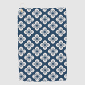 Japanese Navy Blue Ivory Floral Geometric Pattern Golfhandtuch (Vorderseite)