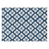 Japanese Navy Blue Ivory Floral Geometric Pattern Tischdecke (Vorderseite (Horizontal))