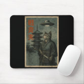 Japanese Ninja Cat Ufo Temple Ukiyo-e Art Men Wome Mousepad (Mit Mouse)