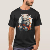 Japanese Ninja Cat Warrior Battle Pose Kawaii T-Shirt (Vorderseite)