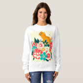 Japanese old scool cat and flowers sweatshirt (Vorne ganz)