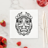 Japanese Oni Mask Tribal Demon Line Art Serviette (Beispiel)
