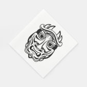 Japanese Oni Mask Tribal Demon Line Art Serviette (Ecke)