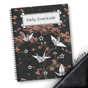 Japanese Origami Crane Cherry Blossom Journal Notizblock