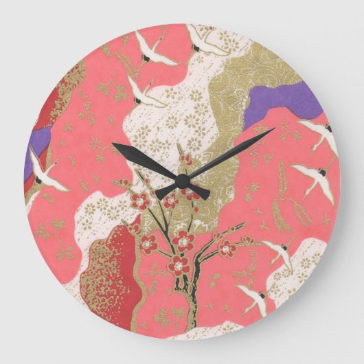 Japanese Origami Paper Pattern Wall Clock Große Wanduhr (Vorderseite)