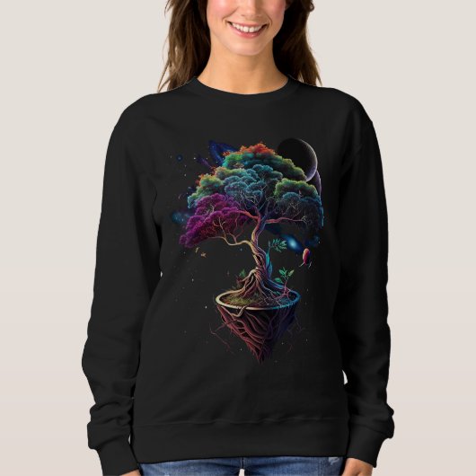 Japanese Outer Space Miniature tree on Galaxy Bons Sweatshirt (Vorderseite)