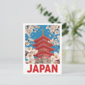 Japanese Pagoda Cherry Blossom Postkarte (Stehend Vorderseite)