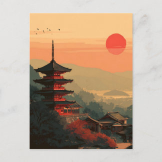 Japanese Pagoda vintage Postkarte