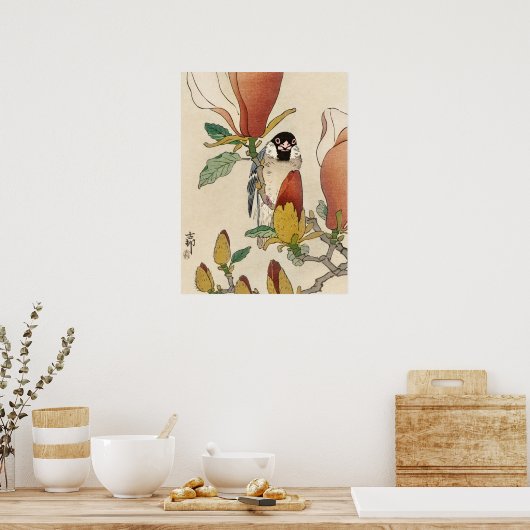 Japanese painting by koson ohara, 小原古邨の日本画 poster (Küche)