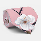 Japanese Pink Cherry Blossom Sakura Floral Spring  Krawatte (Gerollt)
