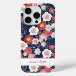 Japanese Pink Floral Pattern Monogrammed Case-Mate iPhone Hülle