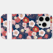 Japanese Pink Floral Pattern Monogrammed Case-Mate iPhone Hülle (Rückseite (Horizontal))