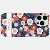 Japanese Pink Floral Pattern Monogrammed Case-Mate iPhone Hülle (Rückseite (Horizontal))